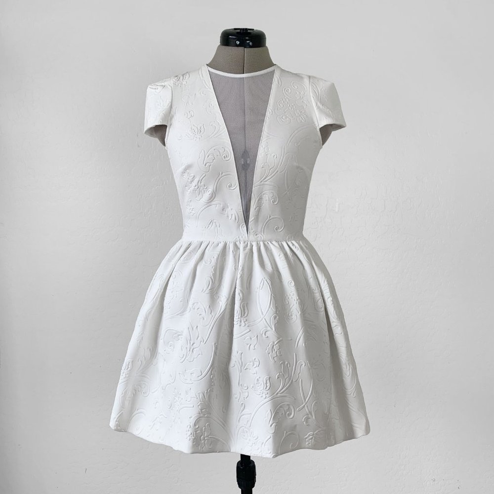 Topshop Petite White Skater Dress with cap sleeves.